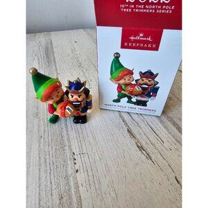 Hallmark 2022 10th North Pole tree trimmers nutcracker elf ornament new Xmas tre